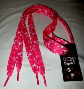 Premium Thick Valentine Pink & Multi Color Hearts Rockabilly Punk Shoelaces-New! - Picture 1 of 1
