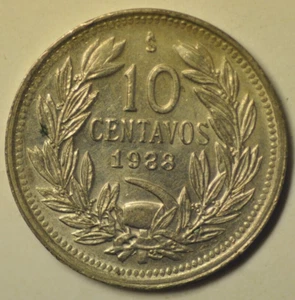 mw22529 Chile; 10 Centavos 1938 KM#166 UNC - Picture 1 of 2