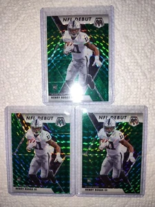 Lotto di 3 carte Henry Ruggs Rookie 2020 verde mosaico prizm - Foto 1 di 2