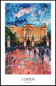 Buckingham Palace Impressionist Art in Vibrant Colors Poster - Picture 1 of 12