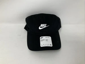 Gorra de béisbol ajustable Nike Swoosh negra blanca con logotipo para niños jóvenes - Imagen 1 de 4