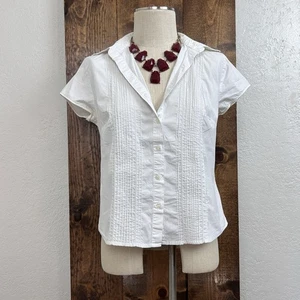 Y2K Sonoma Weiß Damen M Kurzarm Knopfleiste Büro Sirene Corpcore Sekretärin - Bild 1 von 10