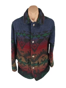 Woolrich Vintage Blanket Coat Men's Size M Wool Navajo Aztec Southwest Ranch - Picture 1 of 15
