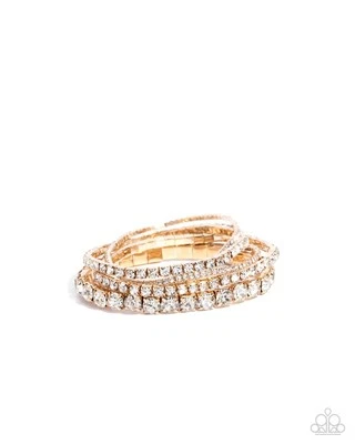 Paparazzi Pizzazz Persistente - Dorado - Estrás Blanco - Pulseras Elásticas Foto 1 de 3