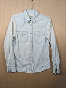Camisa Tecovas Para Hombre Talla Pequeña Denim Perla A Presión Manga Larga Vaquero Occidental *DEFECTO* - Imagen 1 de 12