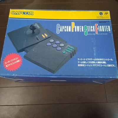 CAPCOM Power Stick Fighter Super Famicom 6-Button Arcade Controller Black Used - Image 1 of 4
