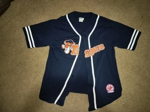 Vintage Disneyland Tiggers Baseball Jersey Shirt Large Men Blue Short Sleeve Y2K - Picture 1 of 6
