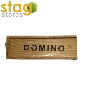 28 Dominoes Game Set Wooden Box Dominos Kids Childrens Travel Board Pub Plastic - Picture 1 of 4