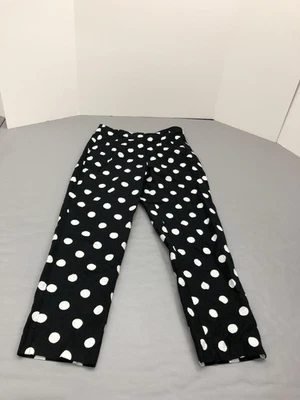 Calça Zara Feminina Média Preta Branca Estampa de Bolinhas Perna Reta Casual - Imagem 1 de 4