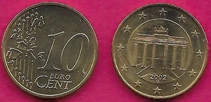 GERMANY 10 EURO CENT 2002-G UNC THE BRANDENBURG GATE,SYMBOL OF THE DIVISION OF G - Picture 1 of 1