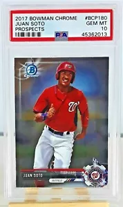 JUAN SOTO ROOKIE 2017 BOWMAN CHROME PROSPECTS *PSA 10* #BCP180 MAKELLOSE KARTE - Bild 1 von 2