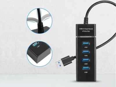 Hub USB 3.0 Sdoppiatore Splitter 4 Porte per Pc Computer Notebook Windows MAC - Immagine 1 di 4