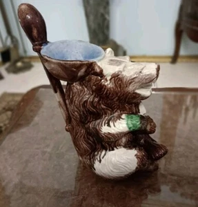 Majolica Style Glazed Unique Honey Bear Insence Candle Figurine Bowl Spoon Rare - Picture 1 of 21