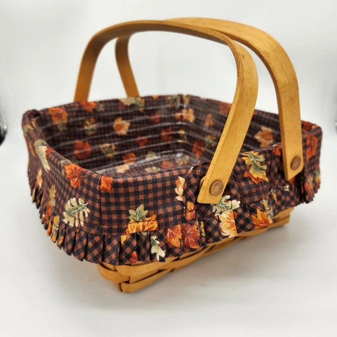Longaberger 1998 Bountiful Harvest Basket Set+Protector+Liner FALL AUTUMN TABLE Cover