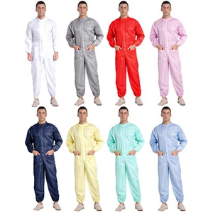 Men Protective Coverall Front Zip Long Sleeve Full Body Overall Work Jumpsuit - Picture 1 of 71