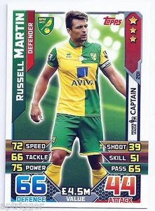 2015 / 2016 EPL Match Attax Base Card (201) Russell MARTIN Norwich City - Picture 1 of 1