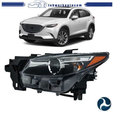Headlight For Mazda CX-9 2016-2023 Halogen LED Driver/Left Side w/o AFS Black - Image 1 of 4