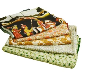 Vintage Lot Of 5 Sarees Recycled Used Felting Quilting Pure Silk Sari Defects - Picture 1 of 21