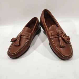 Zapatos de vestir Johnston & Murphy para hombre talla 8M mocasines de cuero marrón borla puntera sin usar, en caja - Imagen 1 de 17