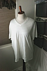 American Rag Mens Shirt Extra Large V neck White Gray Stripe Cotton poly - Picture 1 of 24