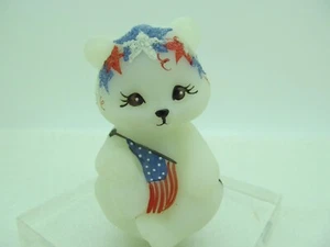 FENTON PATRIOTIC SITTING BEAR JULY 4 SERIES 4 HAND PAINTED w/ FRIT D. BARBOUR *E - Picture 1 of 11