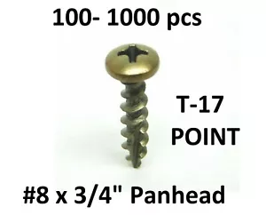 COARSE WOOD 100-1000 #8 X 3/4" ANTIQUE BRASS BROWN PAN HEAD PHILLIPS MDF SCREW - Picture 1 of 6