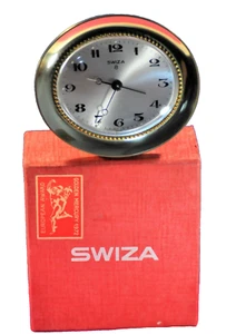 "Swiza" ~7J Kal.8 selten Vintage 1/1974's 8 Tage Schweizer Herstellung Messing Wecker - Bild 1 von 12
