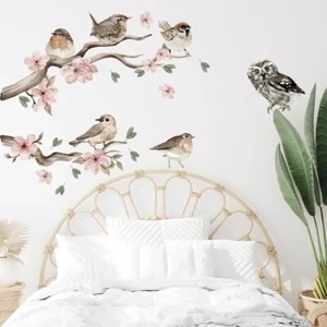 Removable Flower Tree Branch Decal Animal Birds Wall Sticker Vinyl Home Decor - Picture 1 of 6