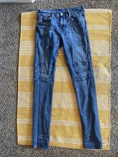 True Religion Mens Denim Relaxed Skinny Medium Wash Jeans Knee Stitches Size 29
