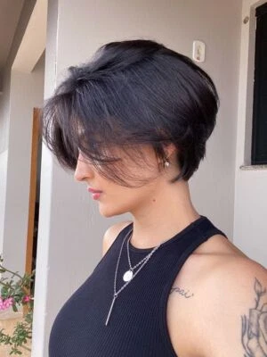 Black Short Pixie Cut Wigs 4×4 Lace Front Human Hair  Bob Wigs For Women - Image 1 of 4