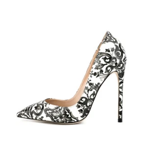 Womens PU Leather Printed High Heels Pointed Toe Pull on Sexy Shoes US 5-11.5 - Picture 1 of 10