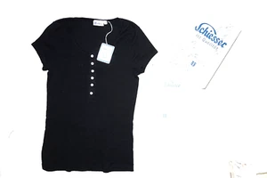 ** Schiesser Revival ** T-Shirt graublau fast schwarz Knopfleiste edel 42 neu OV - Bild 1 von 11