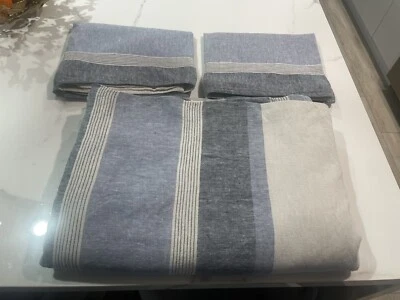 Hotel Collection 98% Linen Stripe King Duvet Cover + Two King Shams - Image 1 of 4