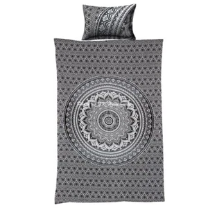 Indisches Mandala Bettwäsche Set Einheitsgröße Quilt Grau Blumen Bettbezug Überwurf Kunst - Bild 1 von 4