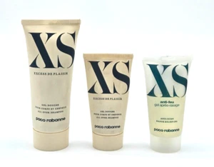VINTAGE Paco Rabanne XS for Men 3pc Set Shower Gel & After Shave Gel RARE Damage - Picture 1 of 4