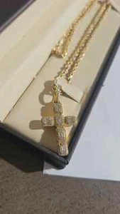 10k yellow gold chain with 14k yellow gold 1 1/8 carat diamond pendant - Picture 1 of 3