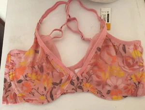 Woman Bra Underwear Size 36D Net Sheer Floral Without Pad Soft Multicolor New - Picture 1 of 7