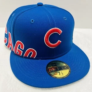 New Era Chicago Cubs Side Split 59FIFTY Fitted Hat Cap Blue 7 7/8 MLB Baseball - Picture 1 of 6