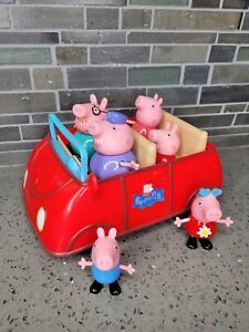 Peppa Pig Talking Moving Red Car Plus 6 Figures Toy Peppa George Mom Dad