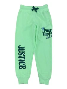 Justice Girls Possitive Thoughts Daily Green Fleece Jogger Pants Sweat - Picture 1 of 1