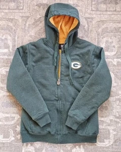 Giacca NFL Green Bay Packers uomo piccola verde full zip con cappuccio foderata sherpa  - Foto 1 di 8