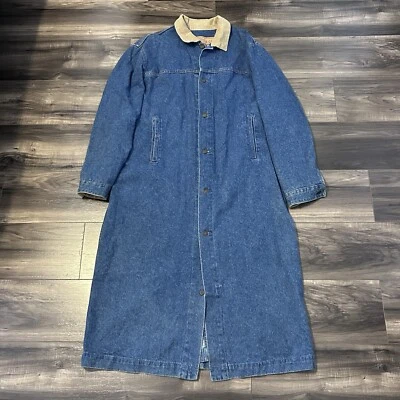 De Colección Años 80 Levi's Denim Plumero Chaqueta Trench Largo Granero Abrigo Pana Para Hombres XL EE. UU. Foto 1 de 4