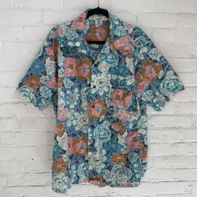 Camisa Hawaiana Vintage Años 70 Alfie California Hombre’s XL Psicodélica Floral Foto 1 de 4