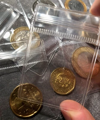 Lot de 100x pochettes épaisses pour pièces de monnaies collection sans PVC 4x6cm - Photo 1/4