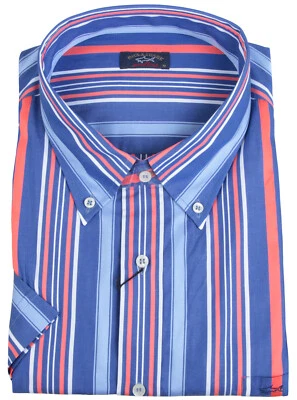 PAUL & SHARK YACHTING Men's Short Sleeve Dress Formal Shirt Size 50 20" Striped - Image 1 of 4
