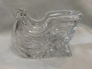 Royal Limited 24% Lead Hand Cut Crystal Sleigh Centerpiece Czech Republic Vtg - Picture 1 of 4
