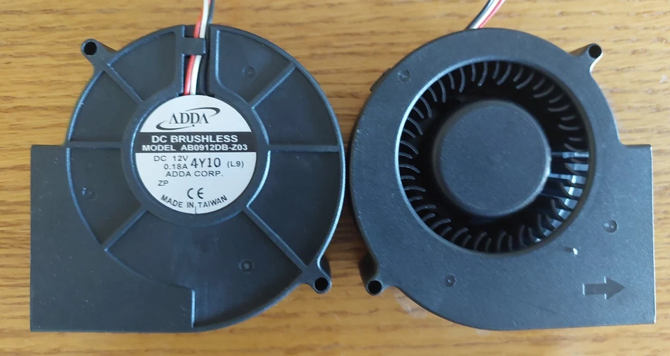 2 pcs. ADDA 90x90x32mm 12V 0.18A 3 Pin Brushless DC Cooling Blower - Image 1 of 1