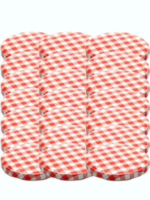 100 Replacement Lids To 82 Red Check 230/350ml Jars Tumble Jars Canning Jars - Image 1 of 3