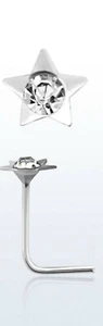 Nasenpiercing STERN Star Nasenstecker Kristall KLAR Silber 925 Silberstecker - Picture 1 of 2