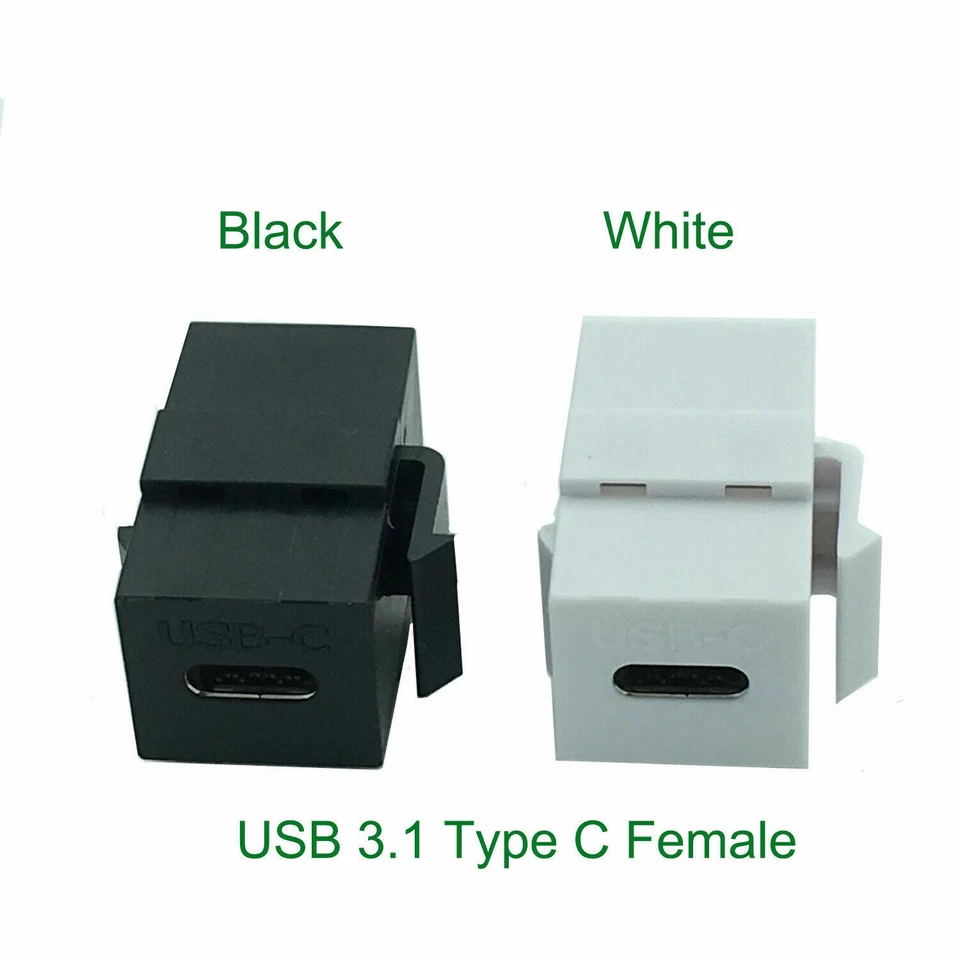 USB 3.1 C Connector Keystone Insert Female to Female for Wall Plate Outlet Panel - Image 1 of 1